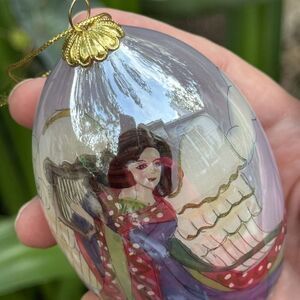 2005 Pier 1 Imports Li Bien Angel Harp Iridescent Christmas Teardrop Ornament 5”